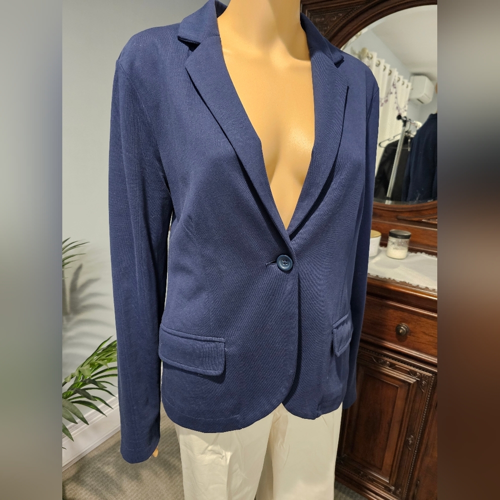 Garnet Hill Classic Single-Button Navy Blazer